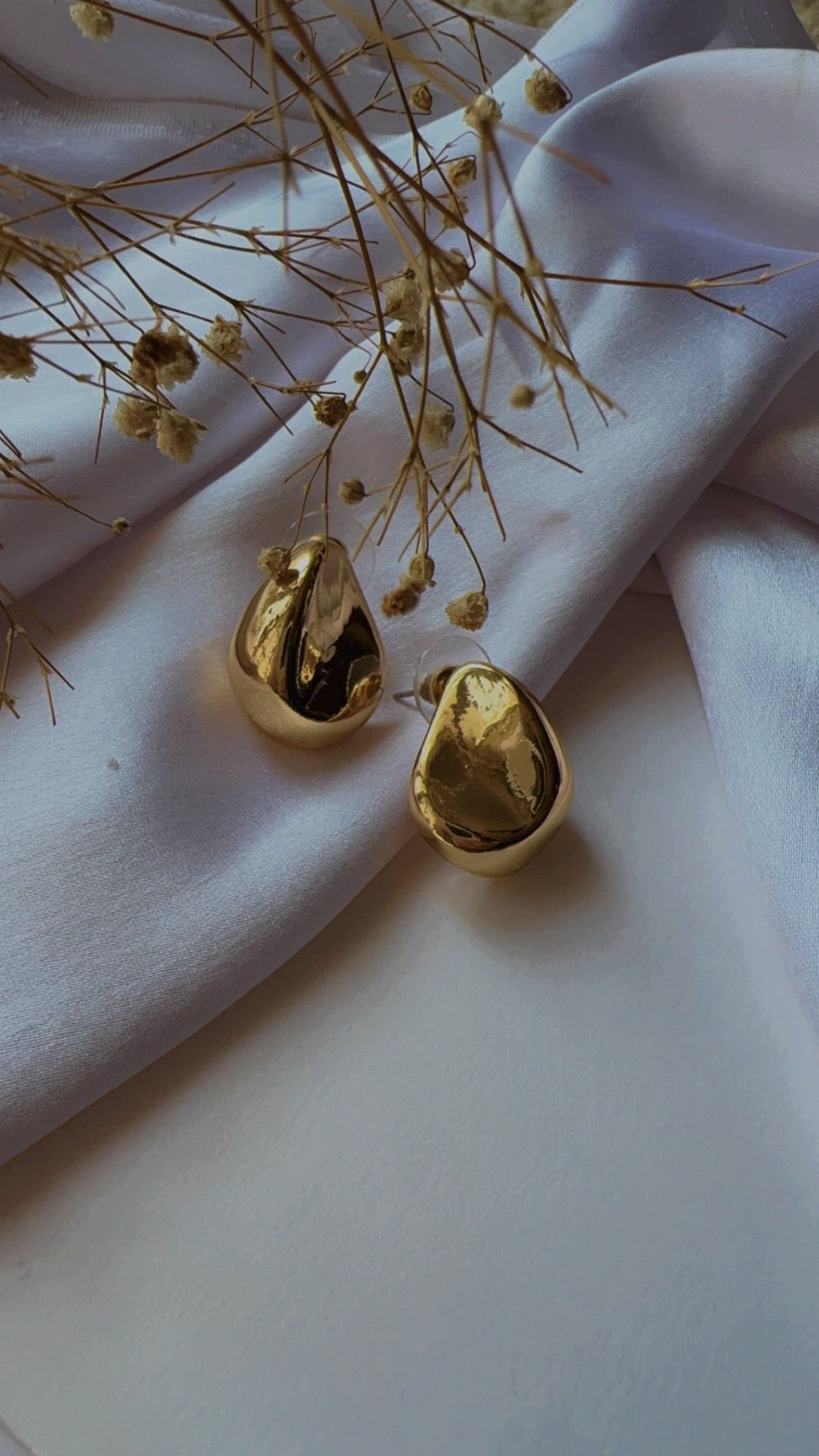 Anti tarnish golden pebble SS Earrings