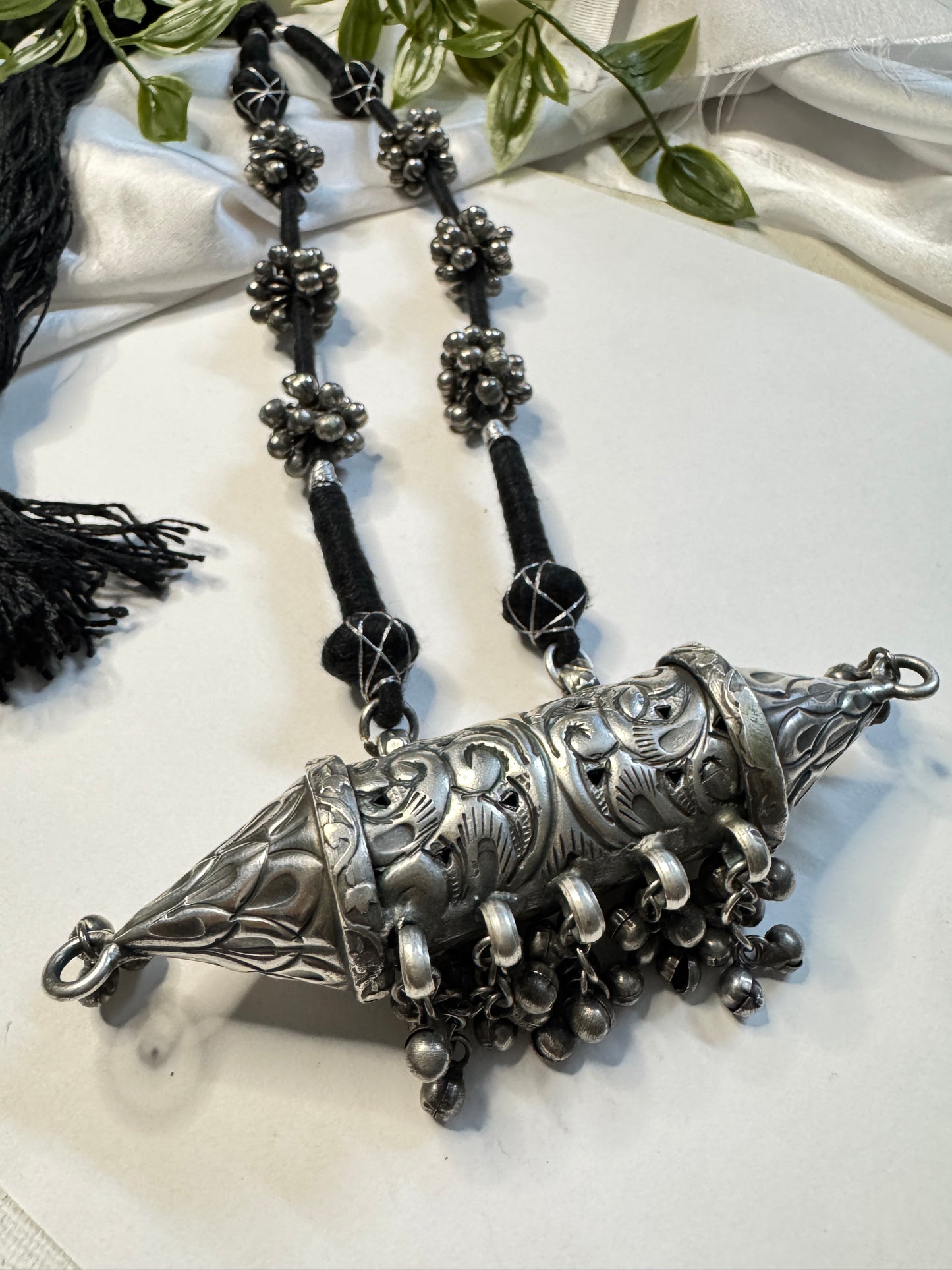 Patola silverlookalike oxidised Neckpiece