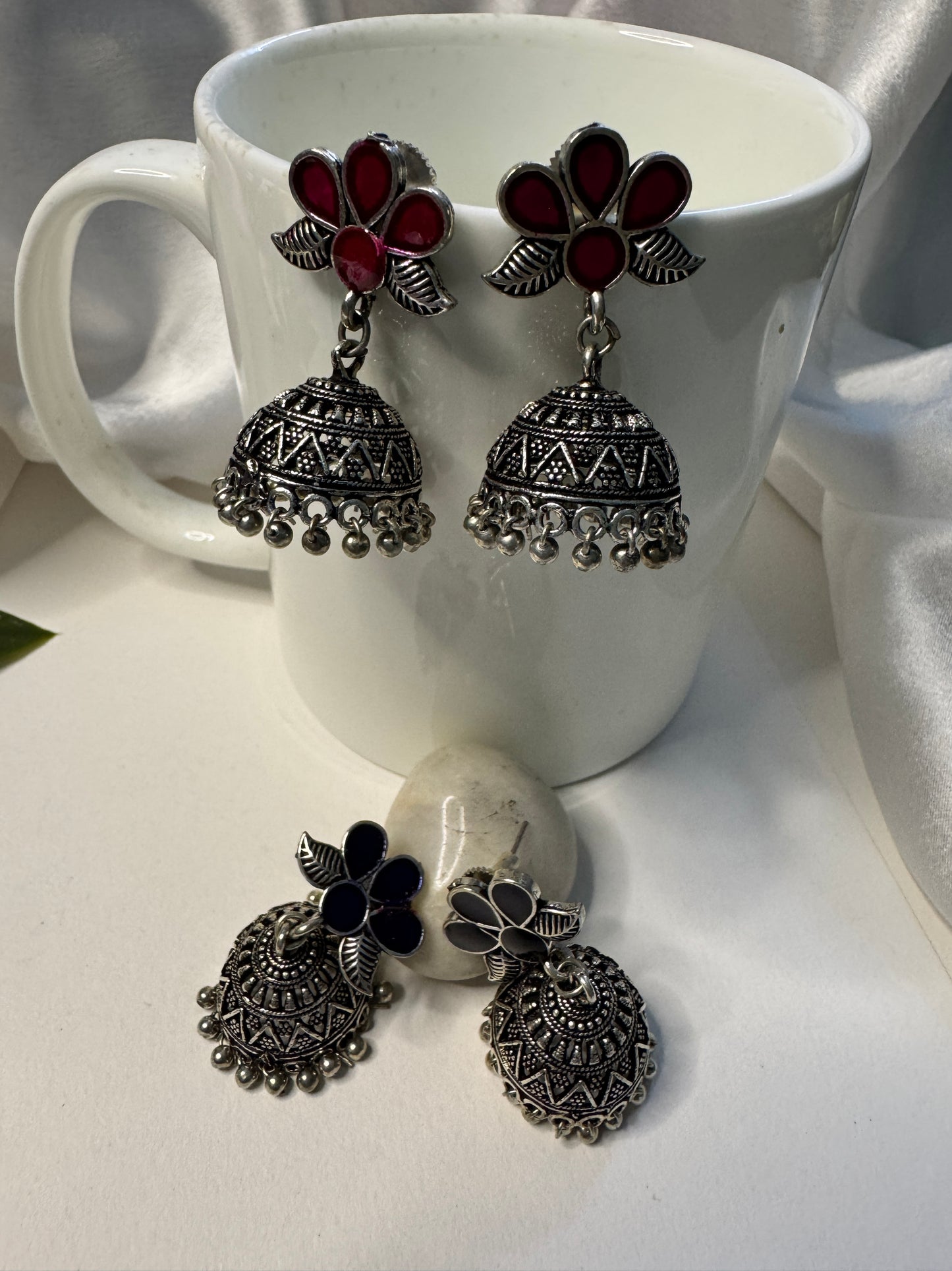 Meenakari Jhumki Earrings combo (small)