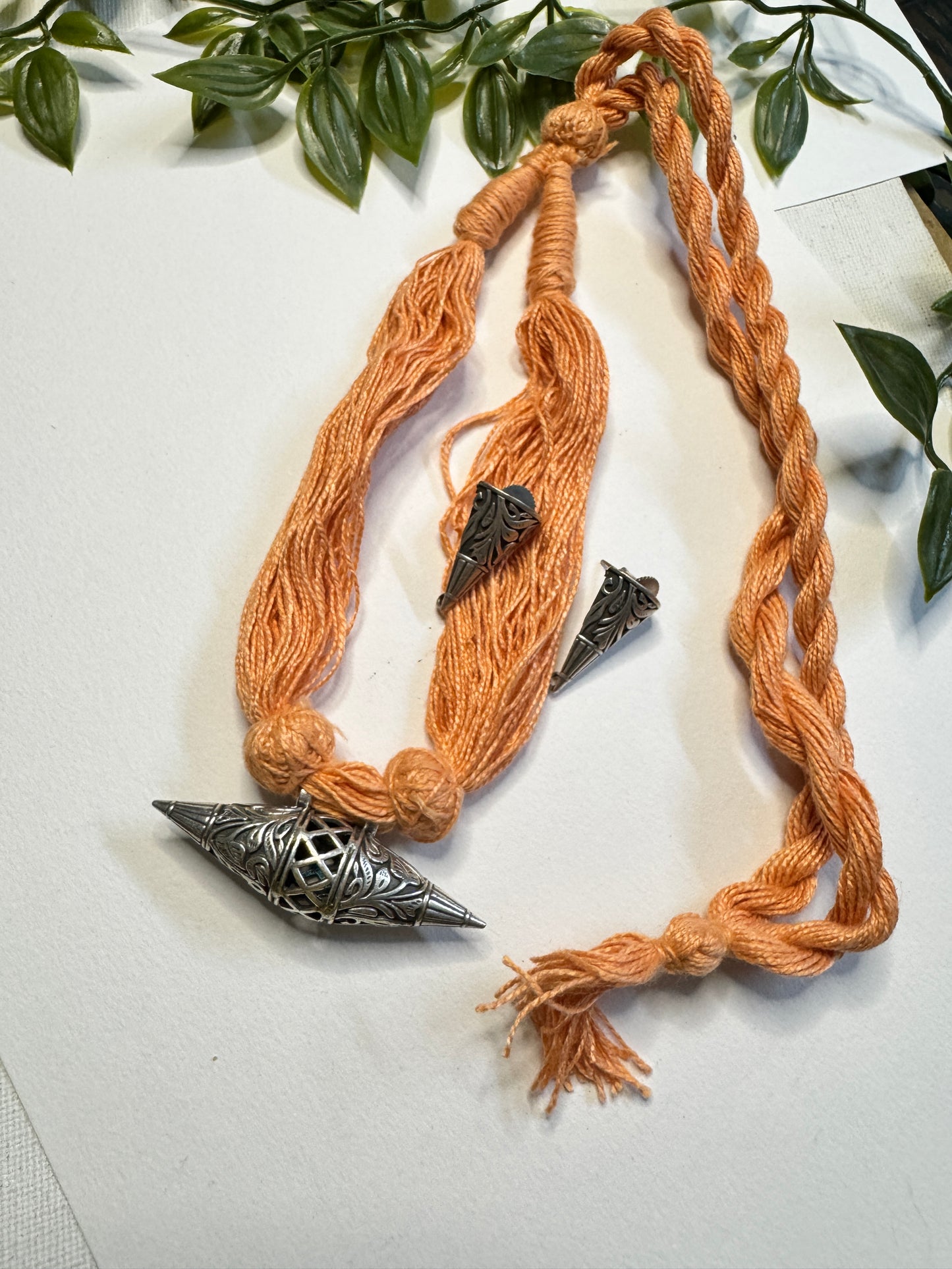 Handmade Abha long Necklace set (Mini pendant)