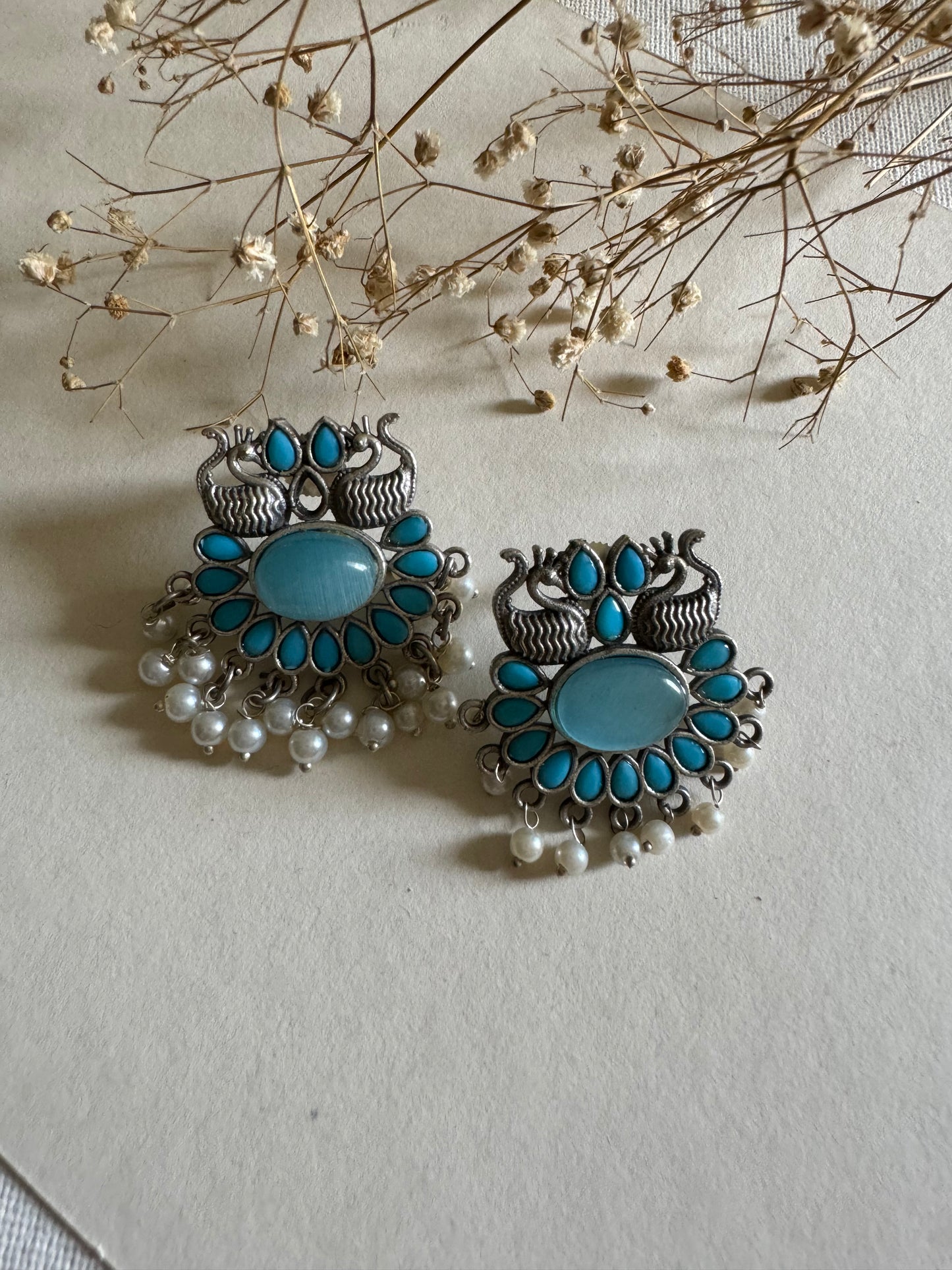Monalisa Peacock Blue Studs