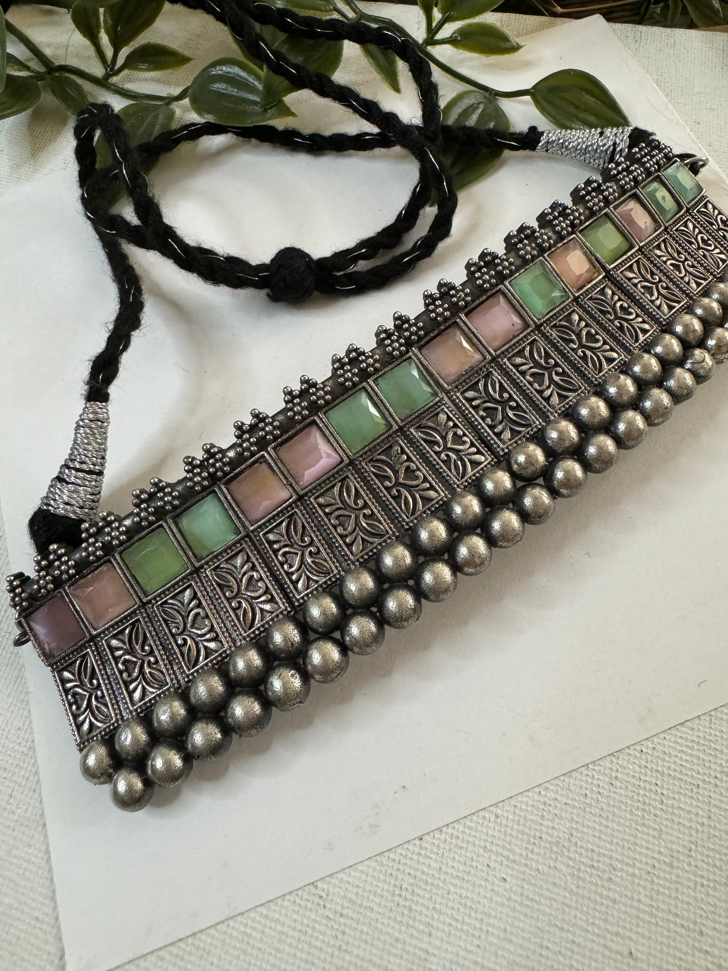 Boho Monalisa Stone Choker Necklace Set