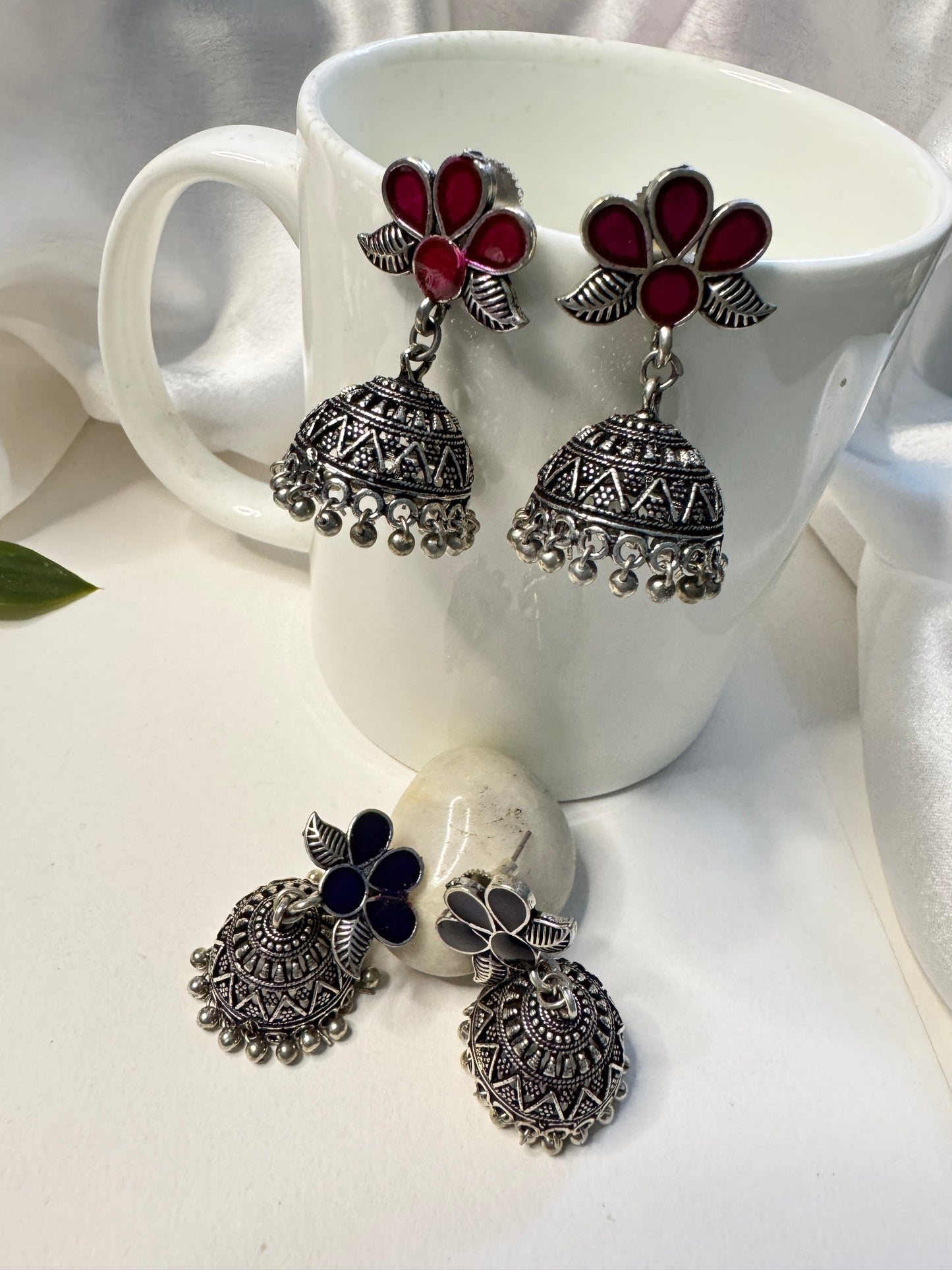 Meenakari Jhumki Earrings combo (small)