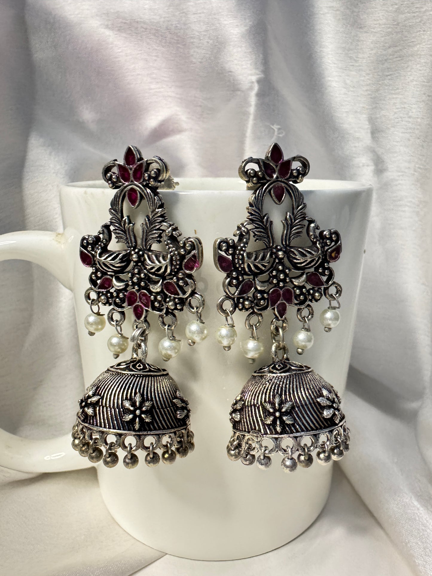 Oxidised Jhumki Earrings