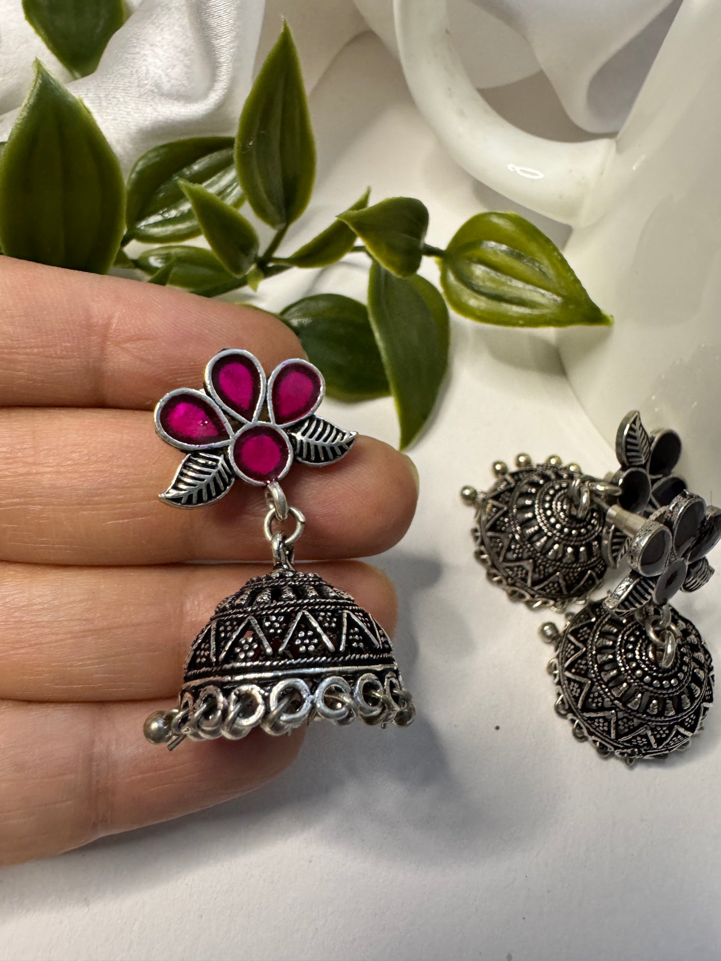 Meenakari Jhumki Earrings combo (small)