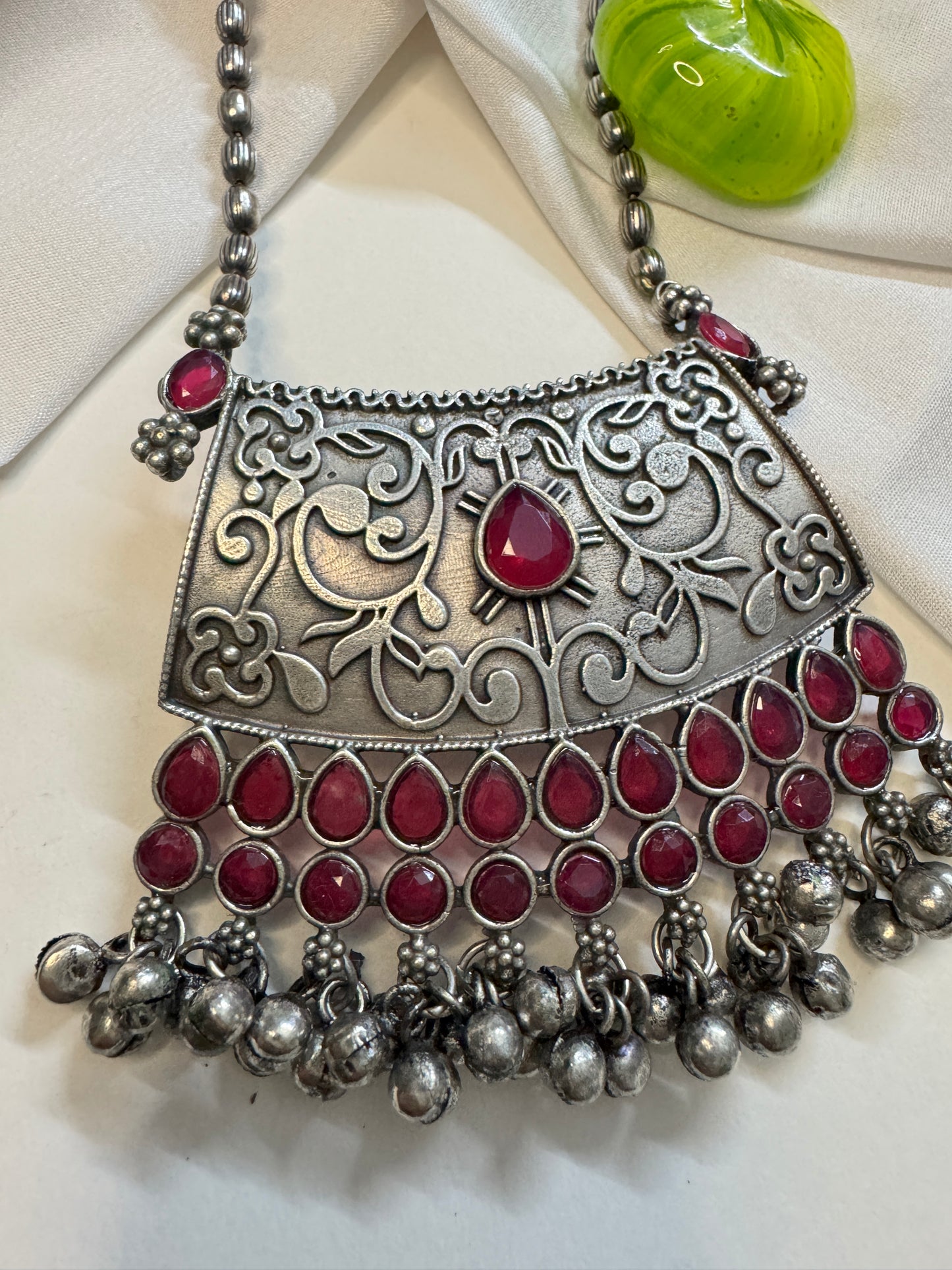 Siddhi silverlookalike oxidised Neckpiece