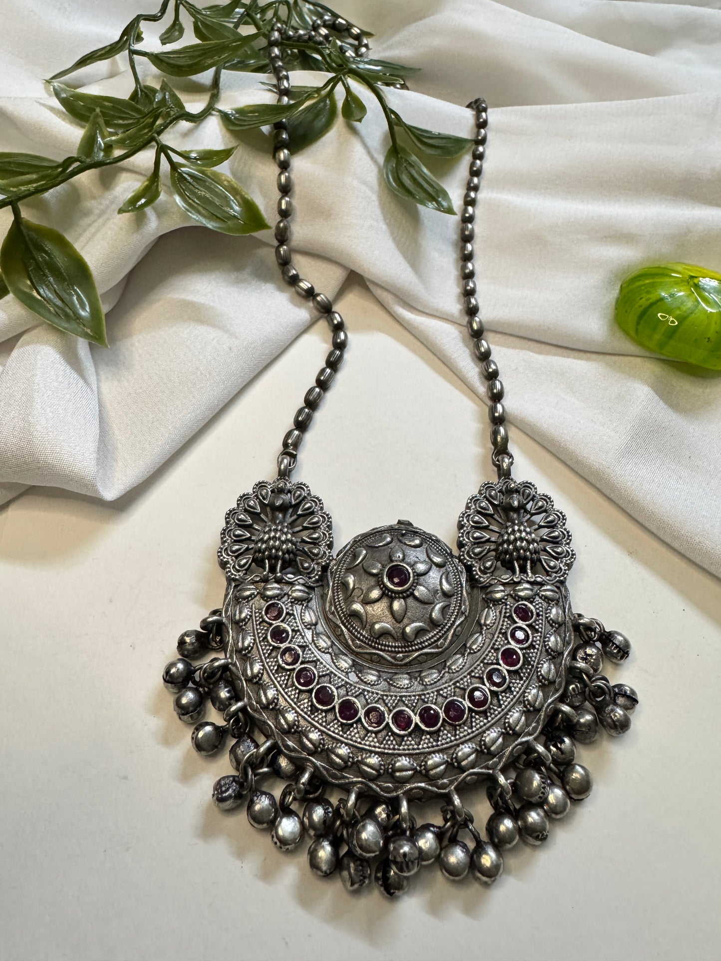 Ora silverlookalike oxidised Neckpiece