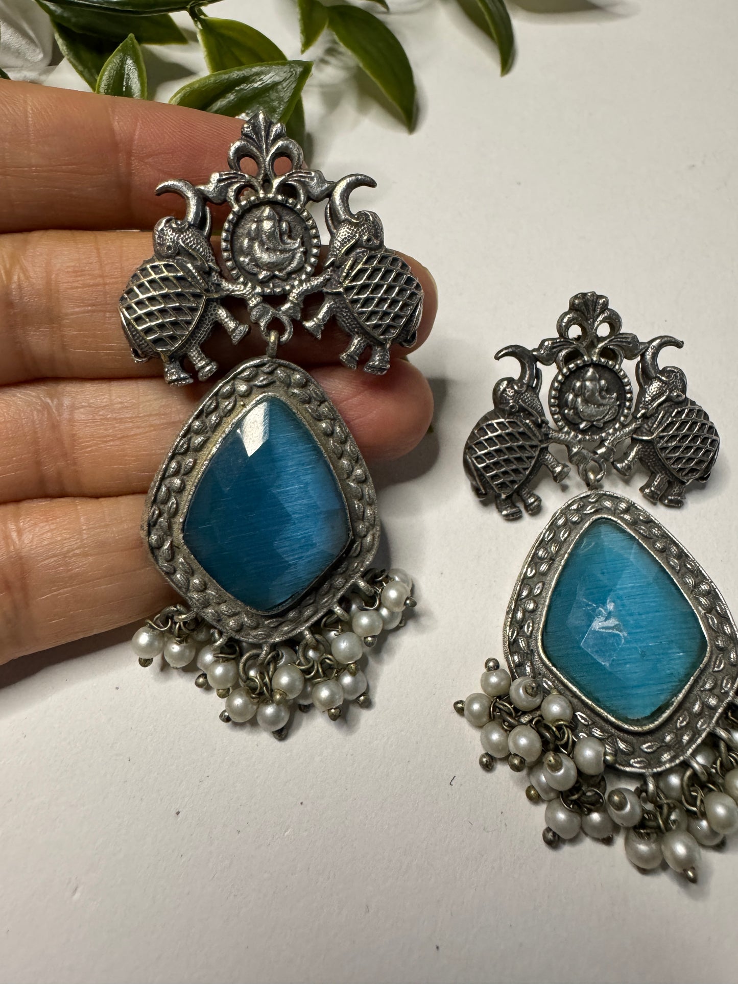 Blue Monalisa stone Earrings