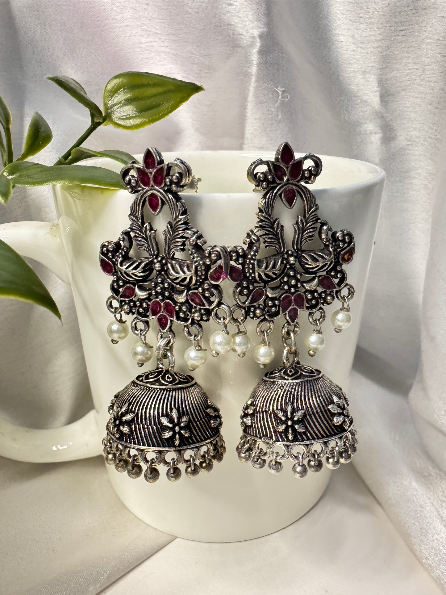Oxidised Jhumki Earrings
