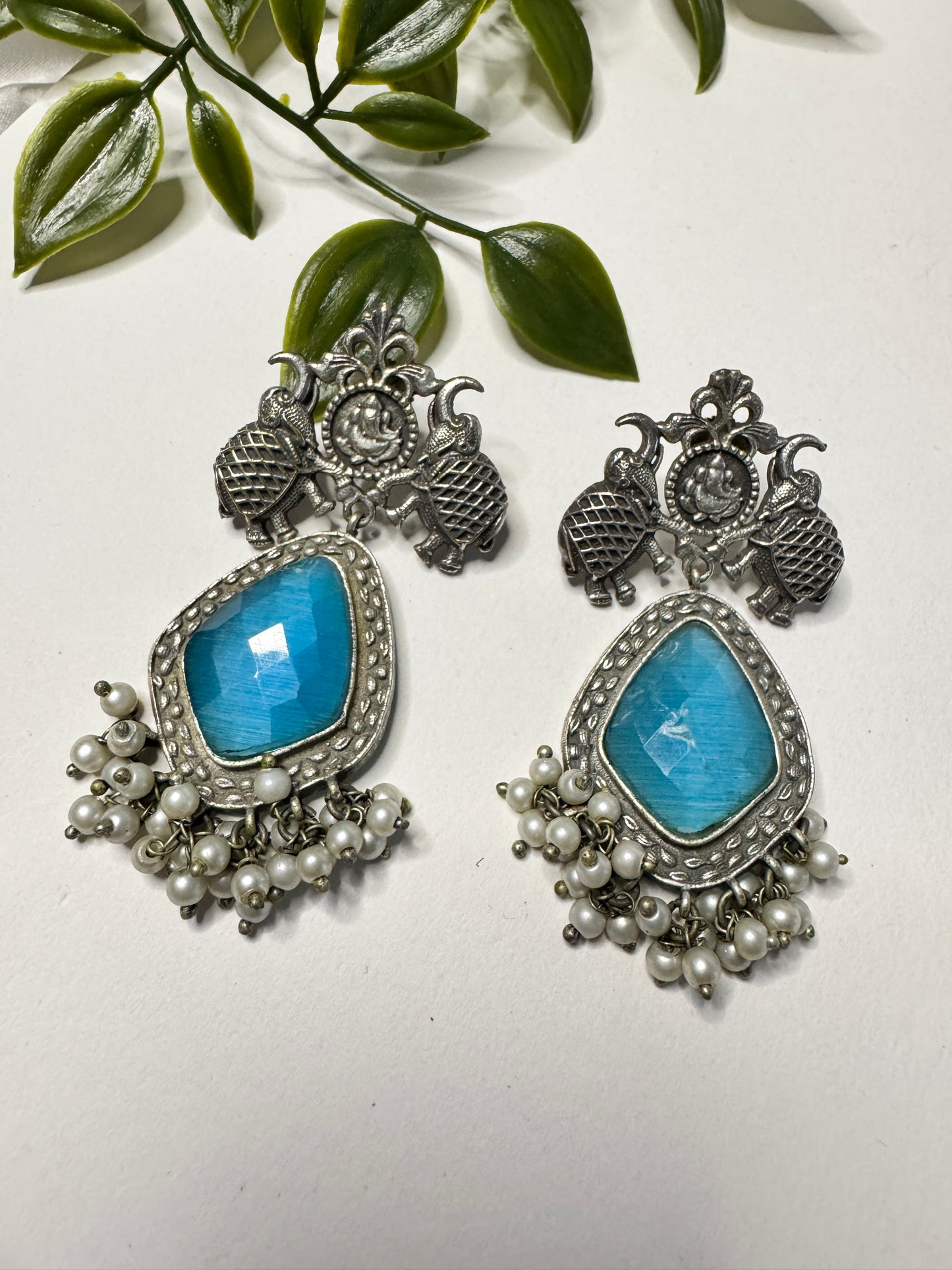 Blue Monalisa stone Earrings