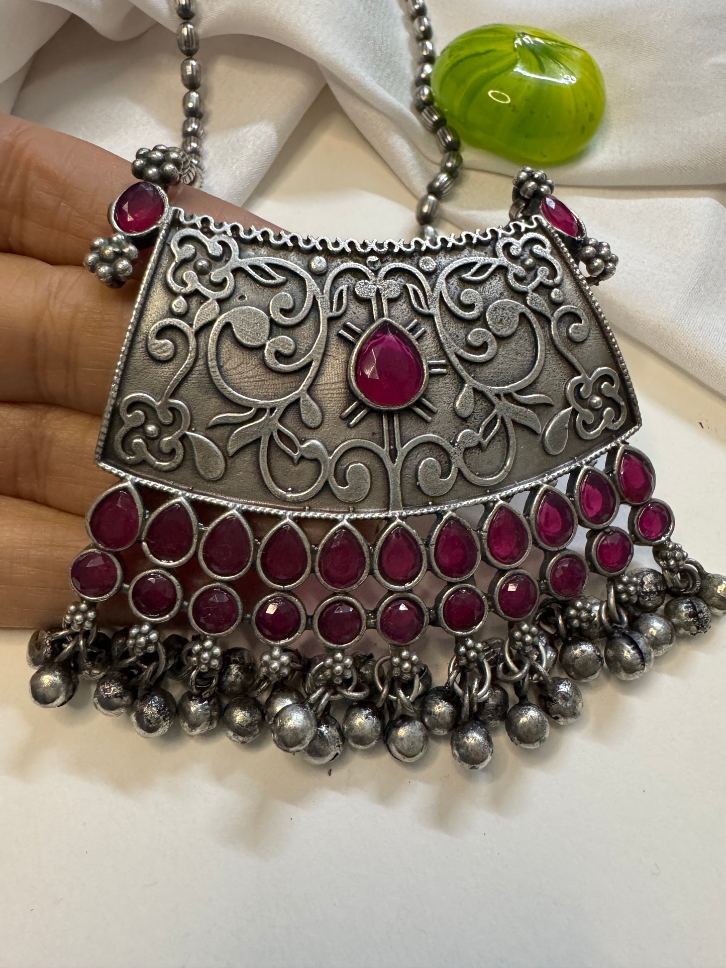 Siddhi silverlookalike oxidised Neckpiece