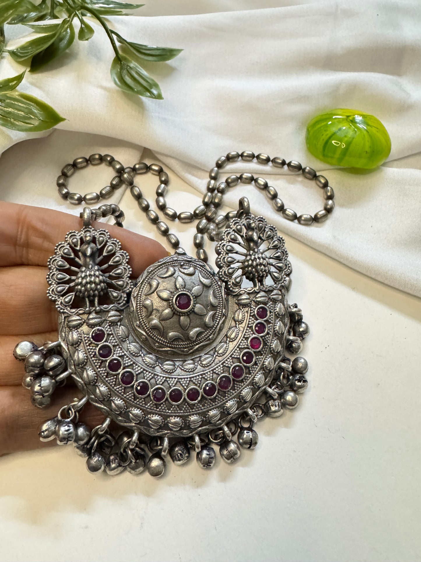 Ora silverlookalike oxidised Neckpiece