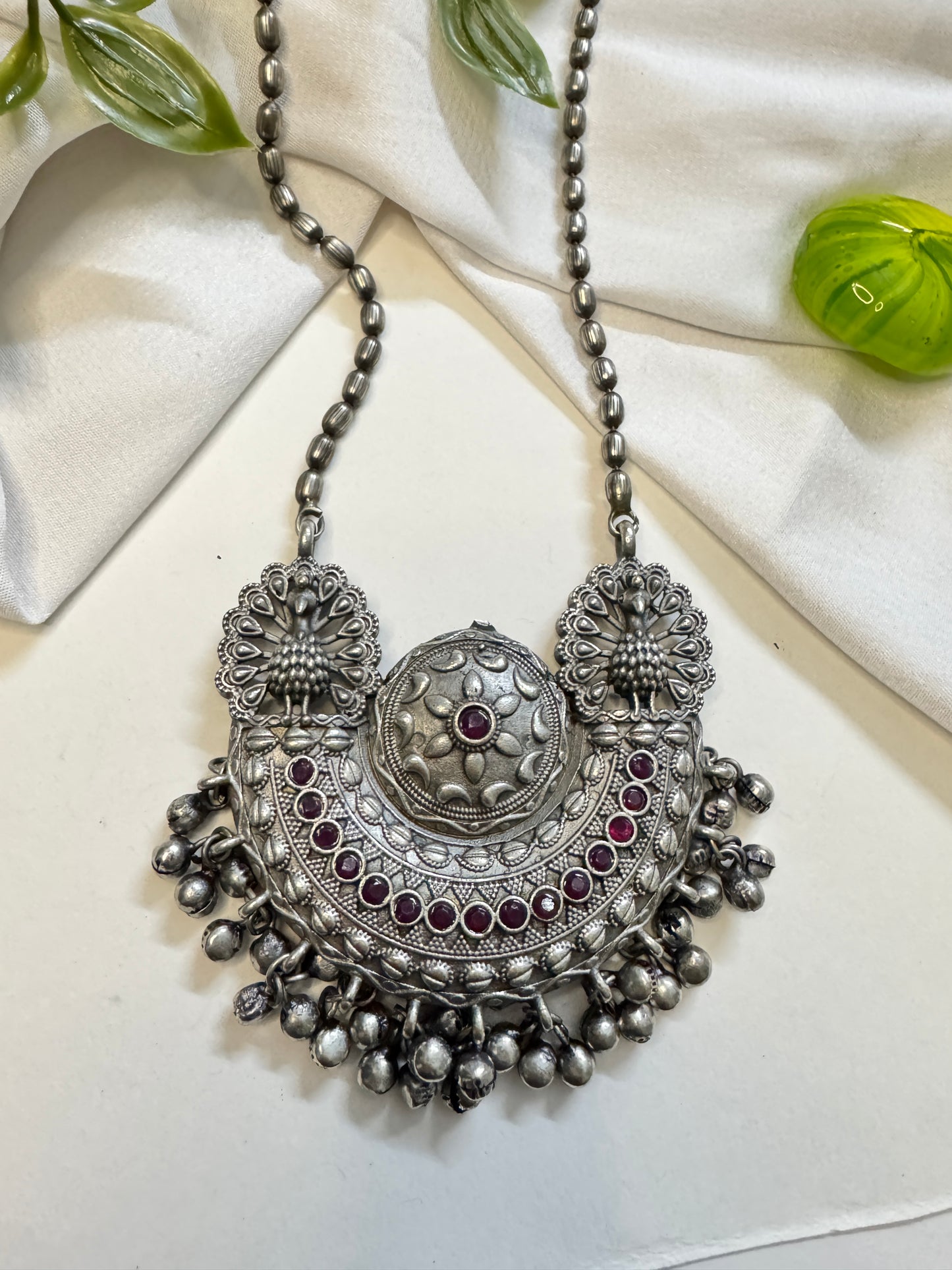 Ora silverlookalike oxidised Neckpiece