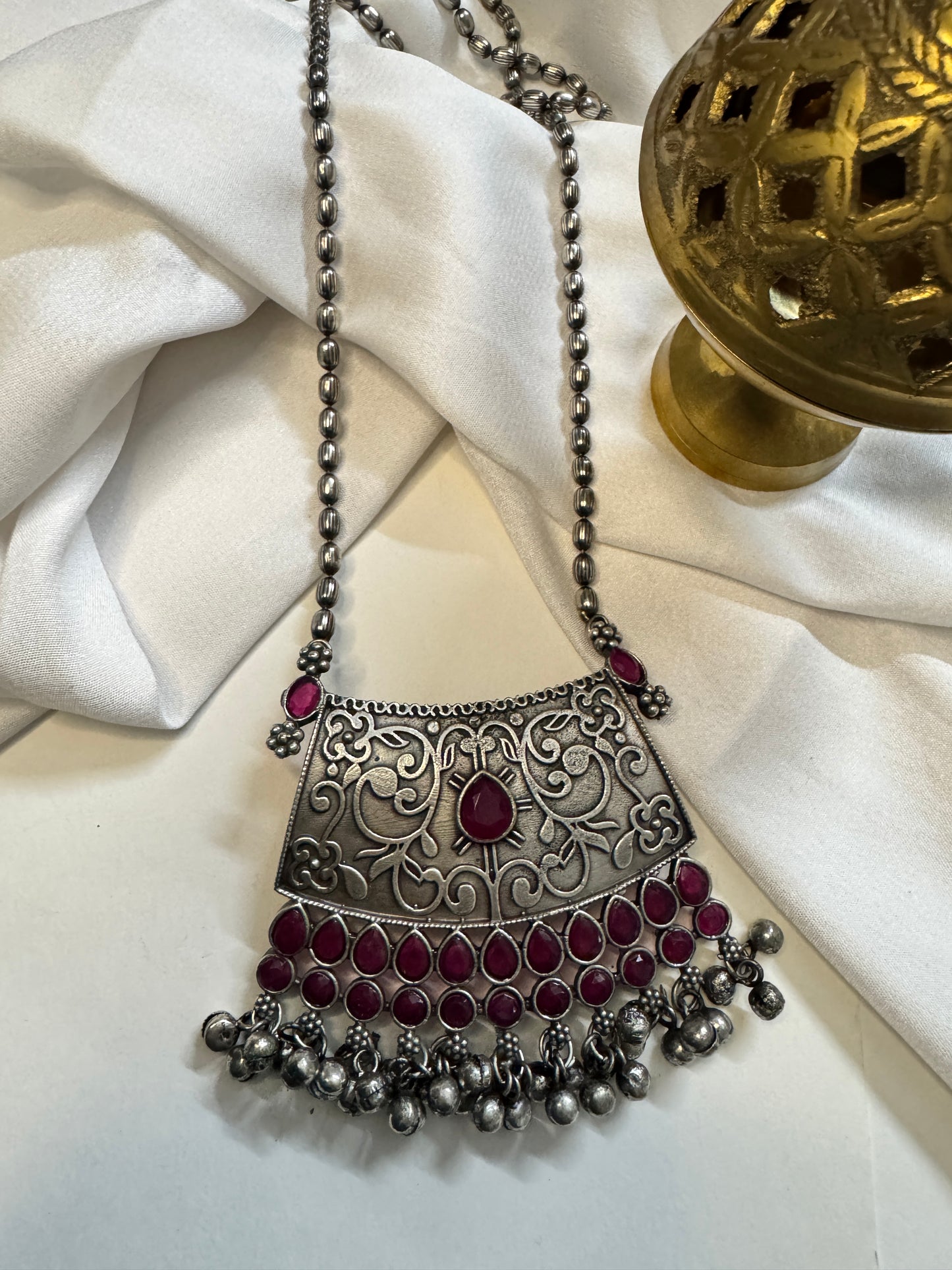 Siddhi silverlookalike oxidised Neckpiece