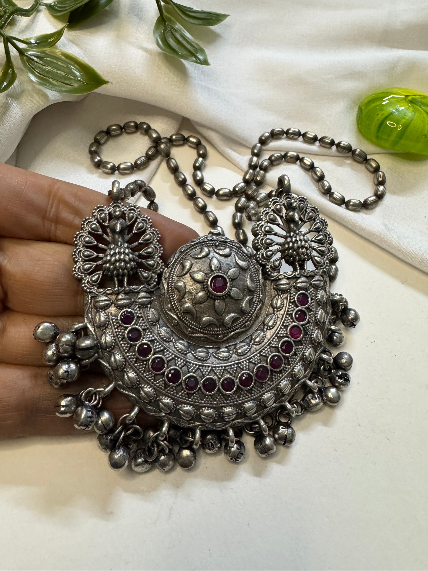 Ora silverlookalike oxidised Neckpiece