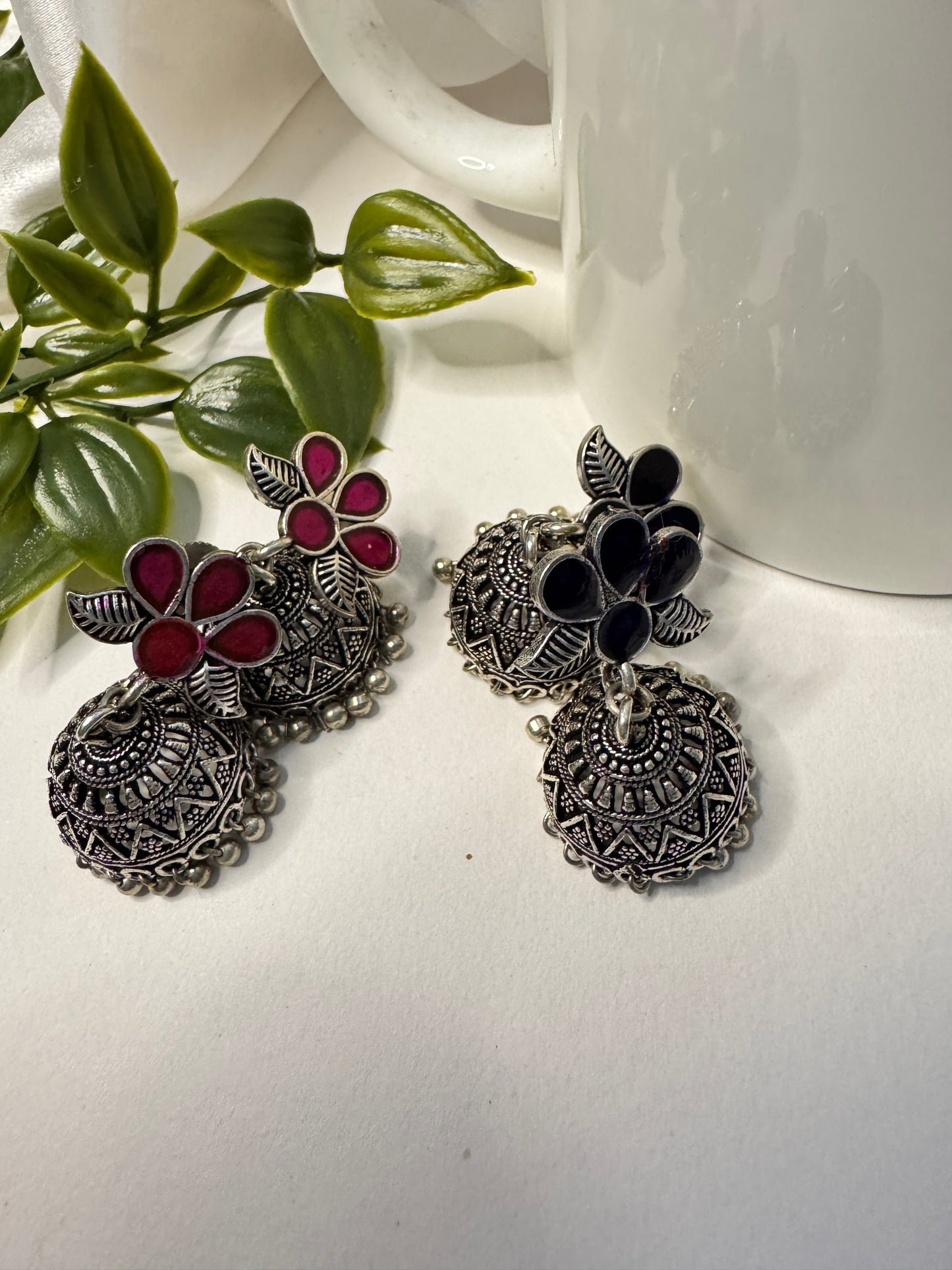 Meenakari Jhumki Earrings combo (small)