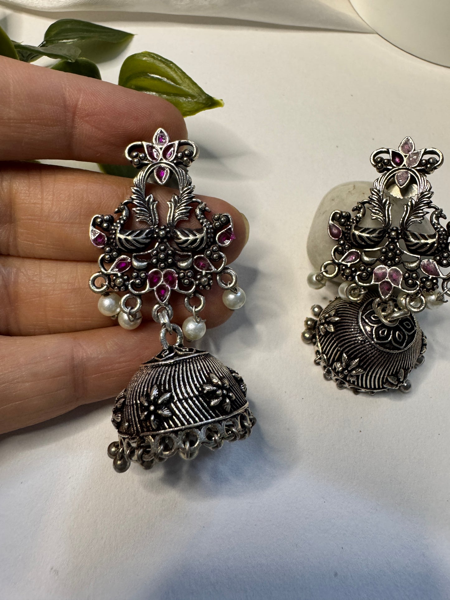 Oxidised Jhumki Earrings