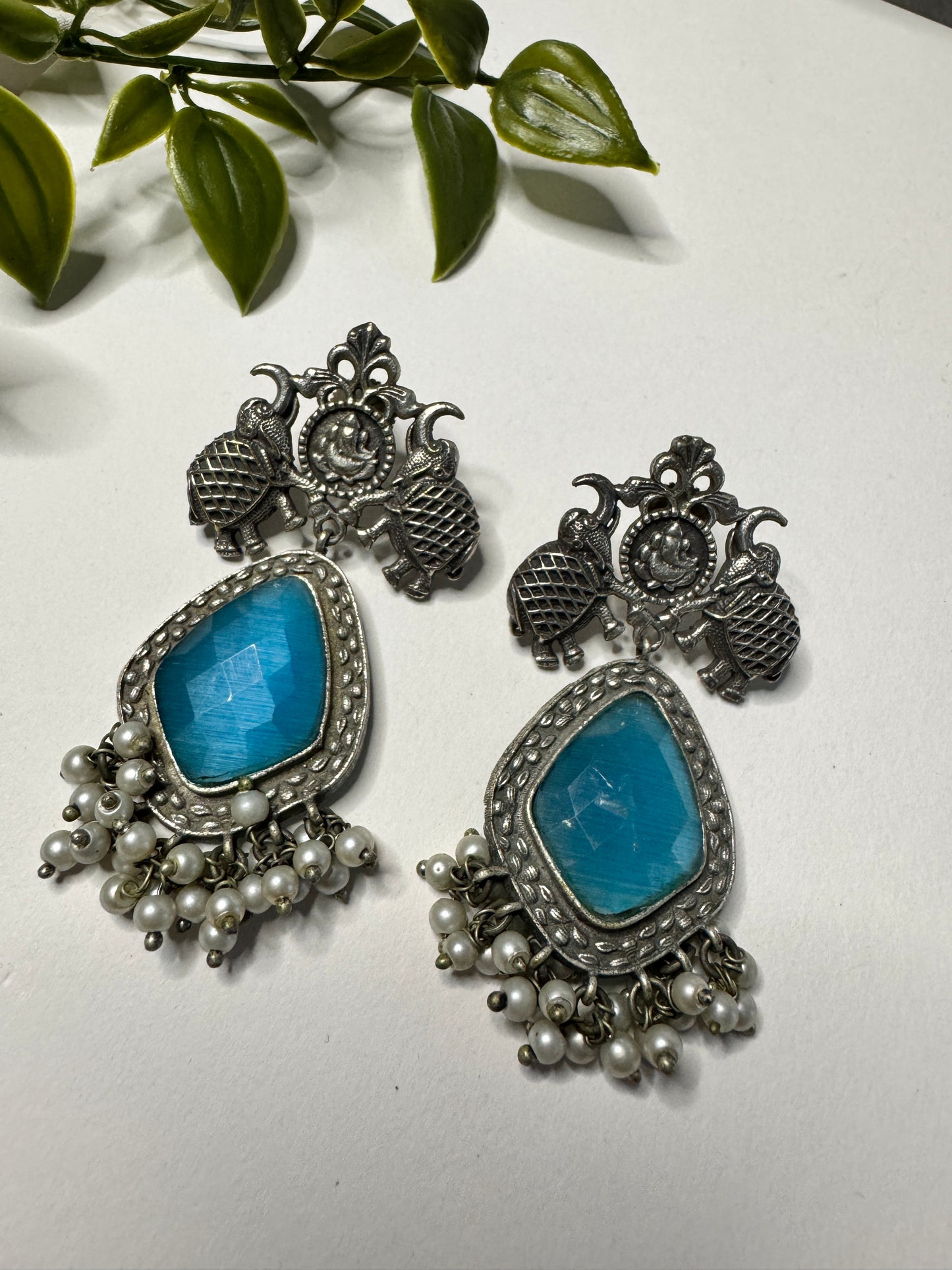 Blue Monalisa stone Earrings