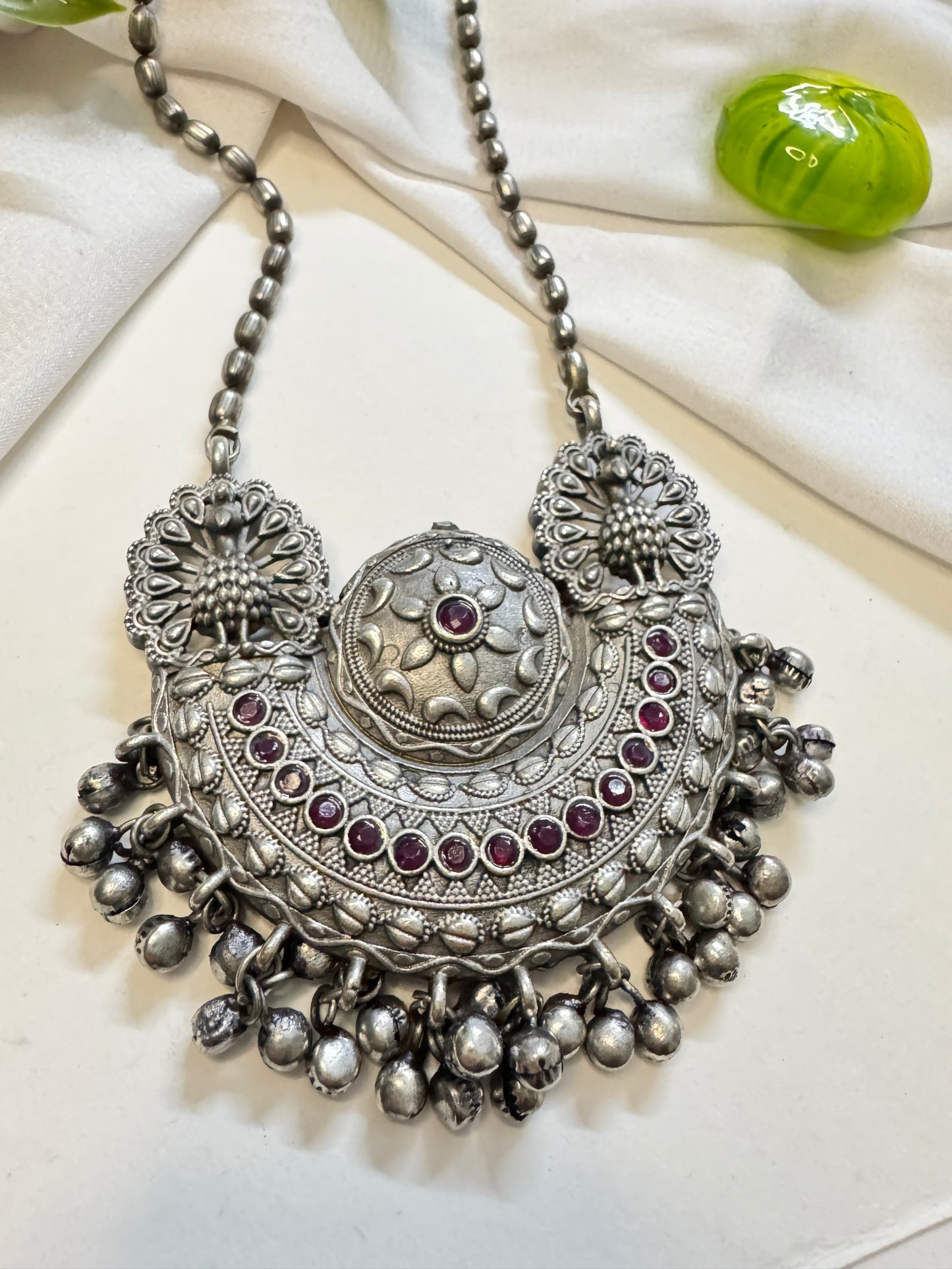 Ora silverlookalike oxidised Neckpiece