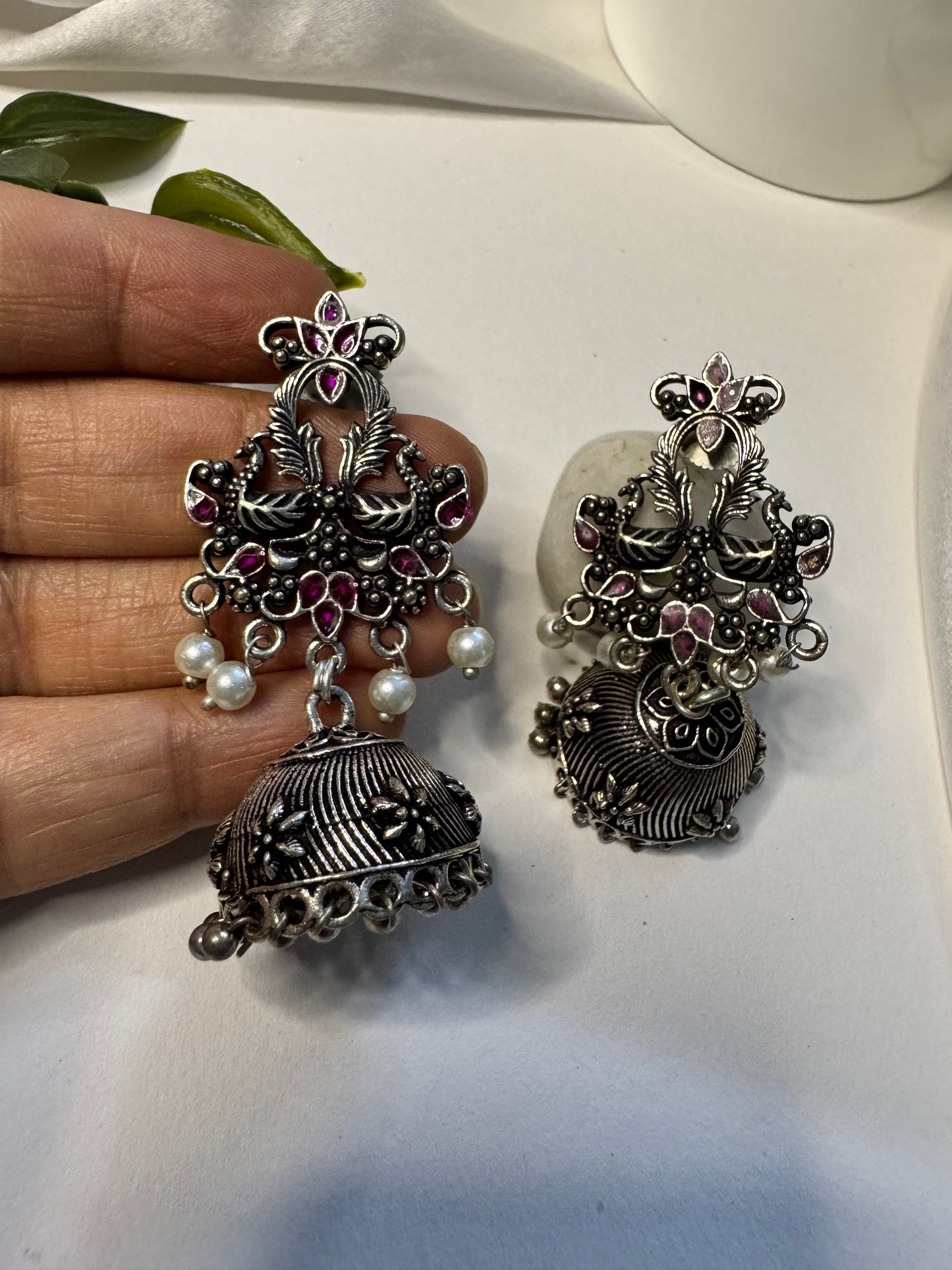 Oxidised Jhumki Earrings