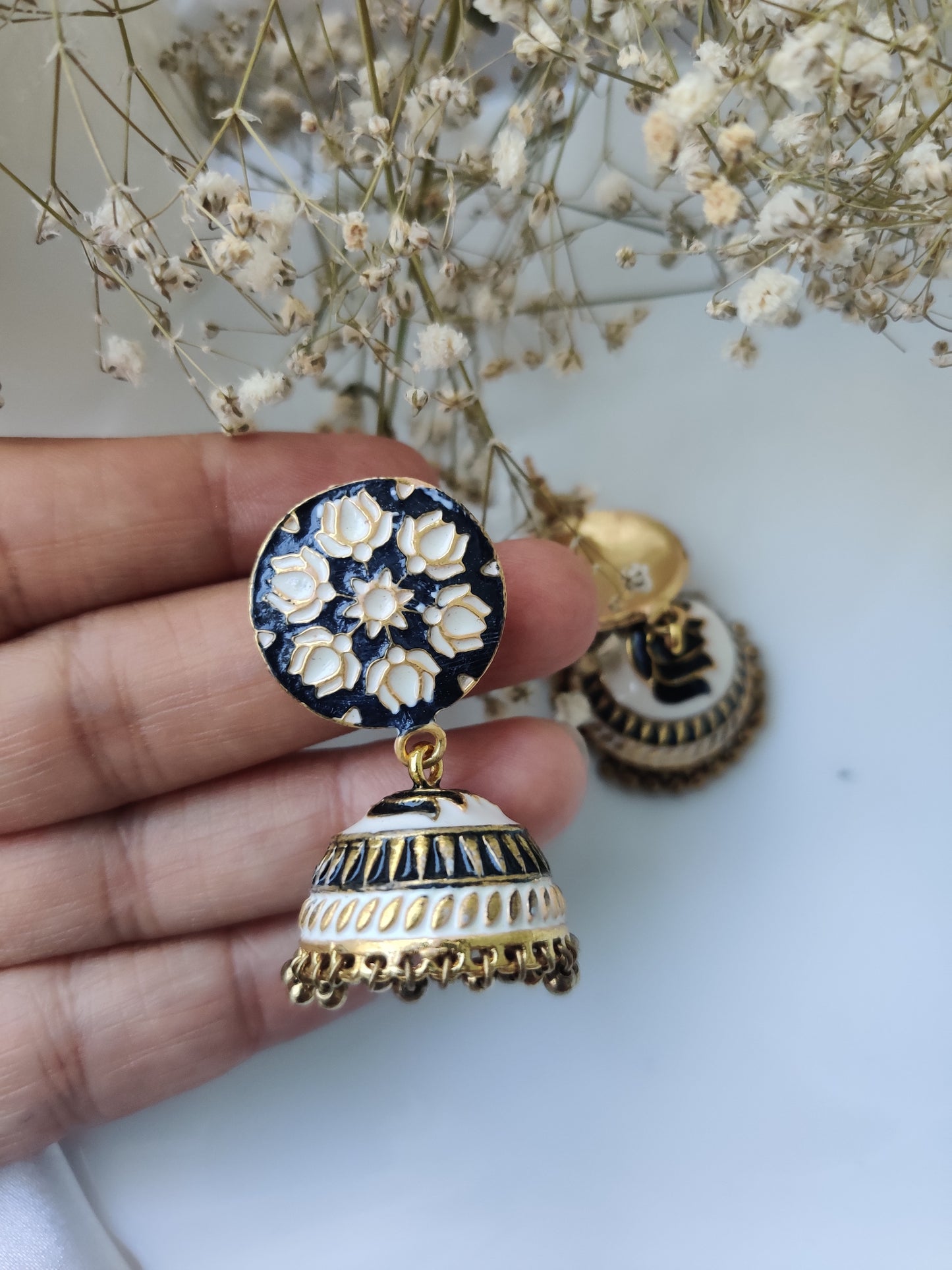 Meenakari Raha Jhumki Earrings