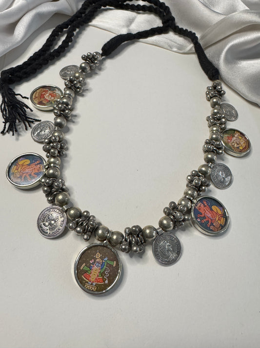 Handpainted silverlookalike Neckpiece