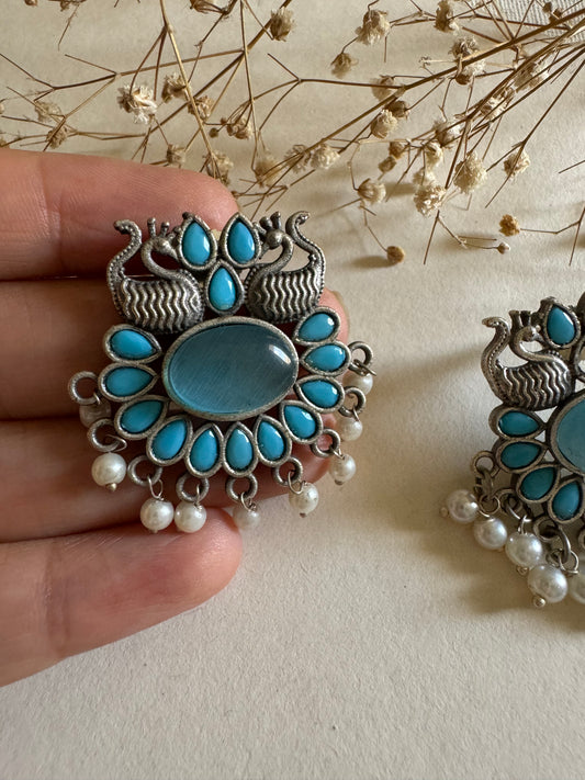 Monalisa Peacock Blue Studs