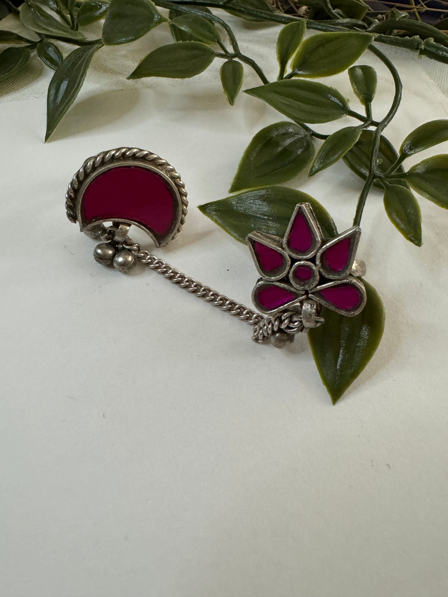 Raha Double finger Glass Ring
