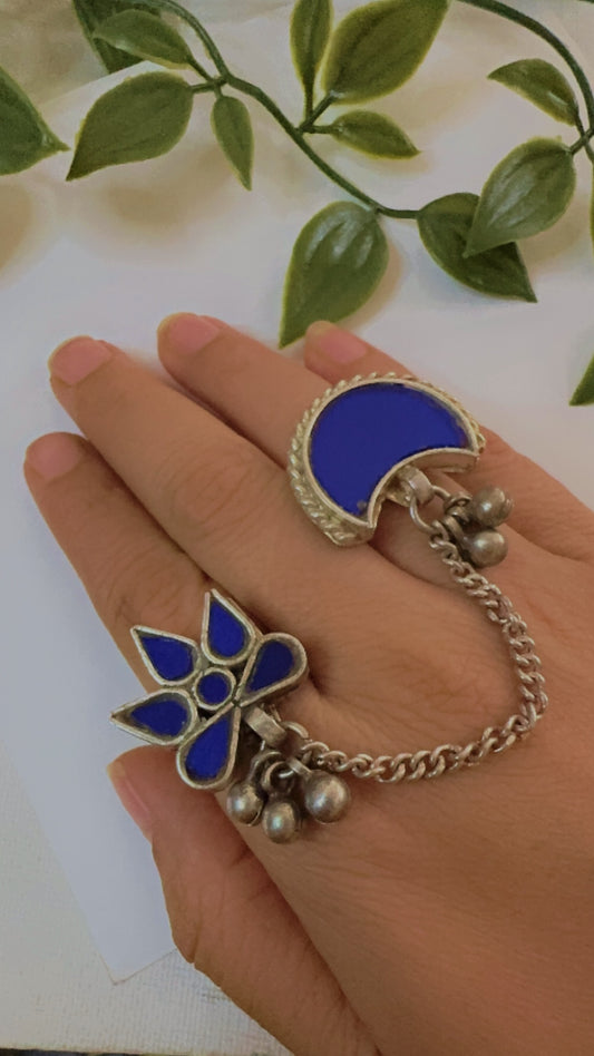 Raha Double finger Glass Ring