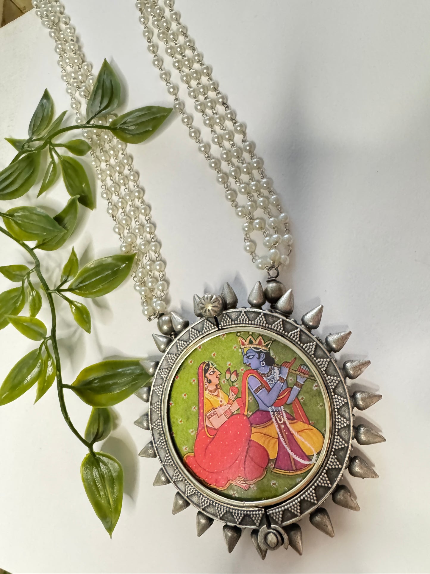 Radha Krishna Murli Pichwai Necklace