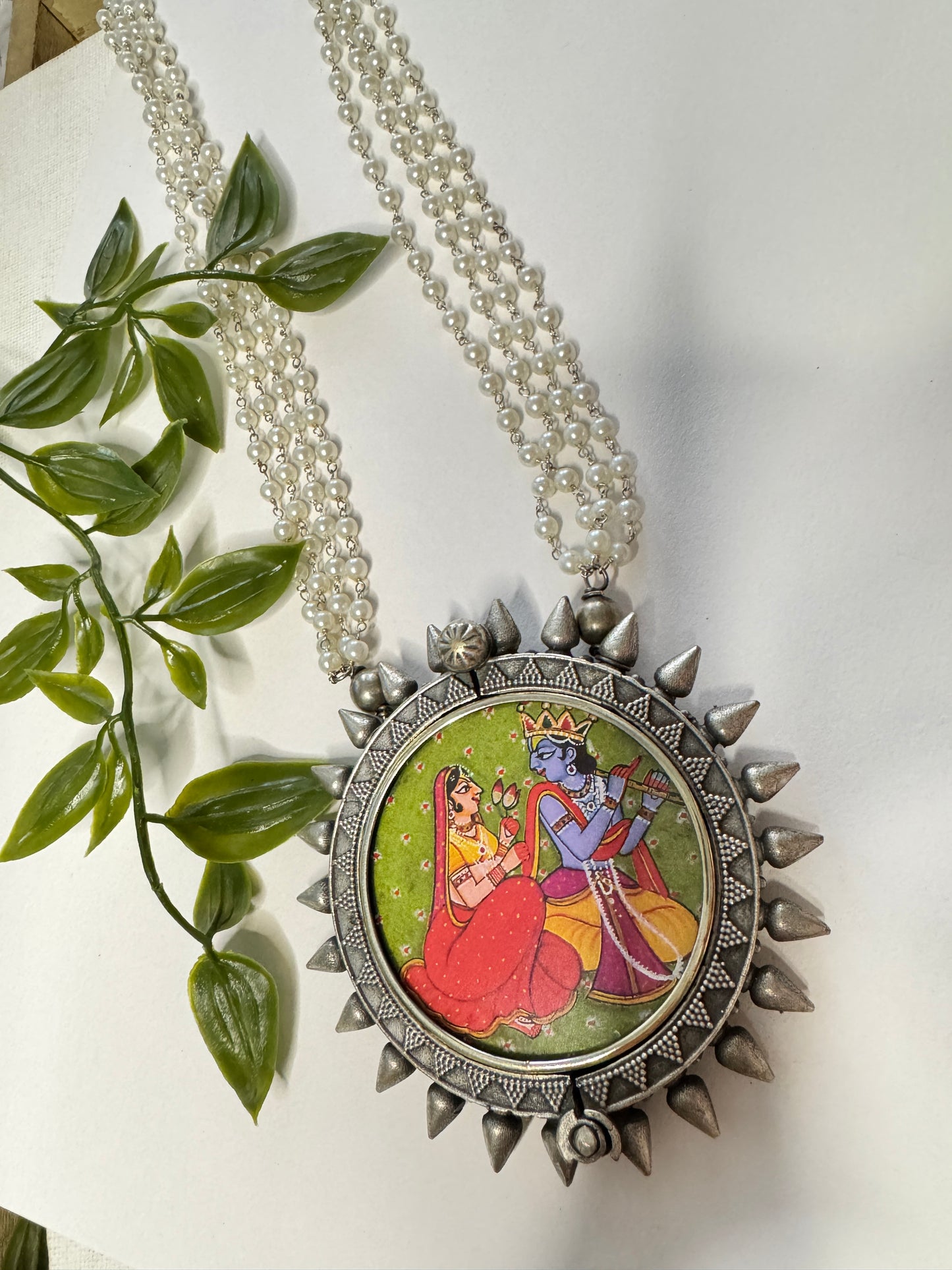 Radha Krishna Murli Pichwai Necklace