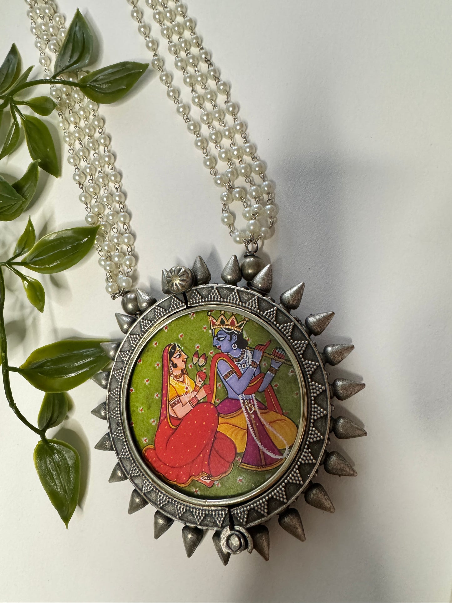 Radha Krishna Murli Pichwai Necklace