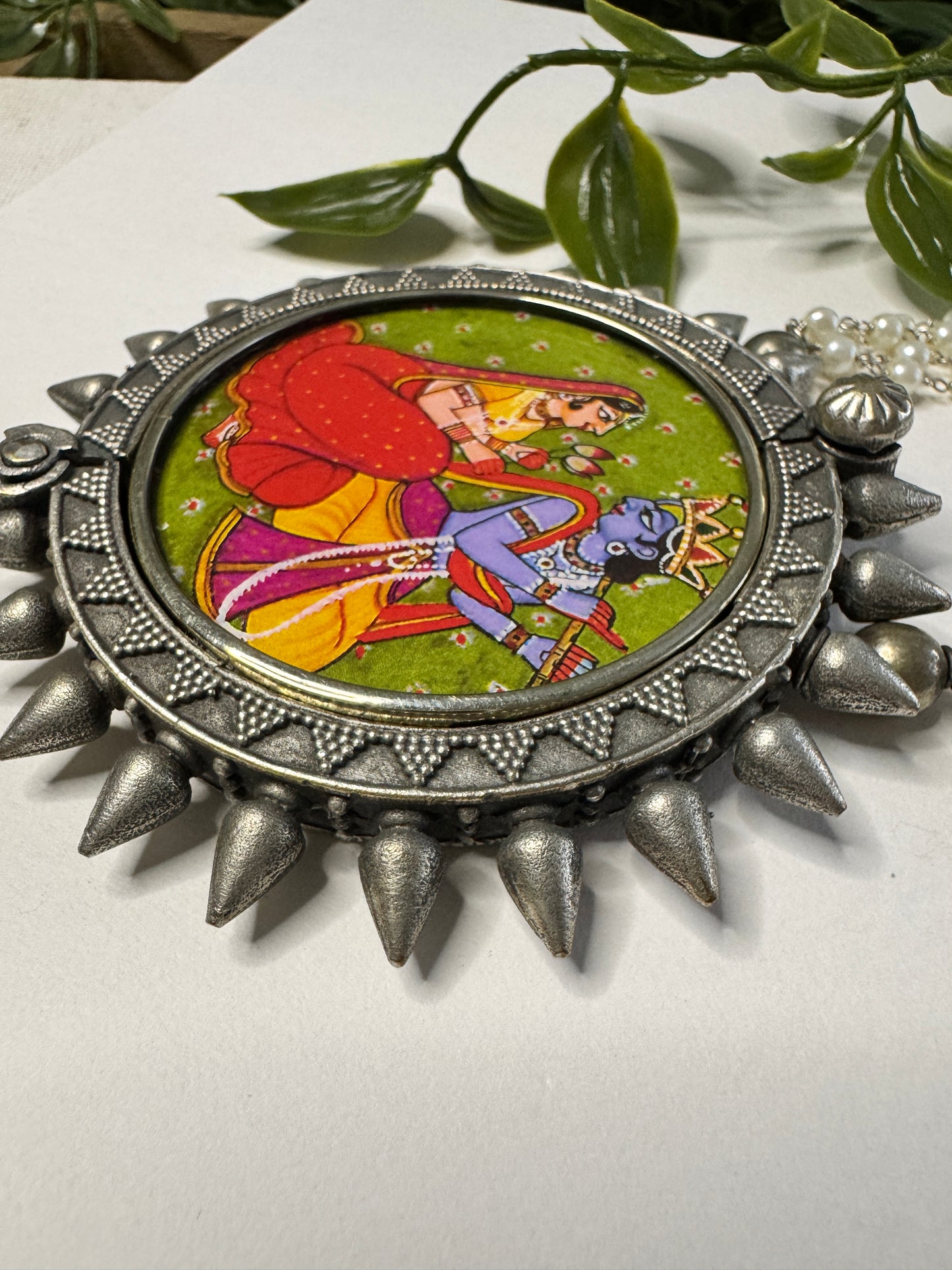 Radha Krishna Murli Pichwai Necklace