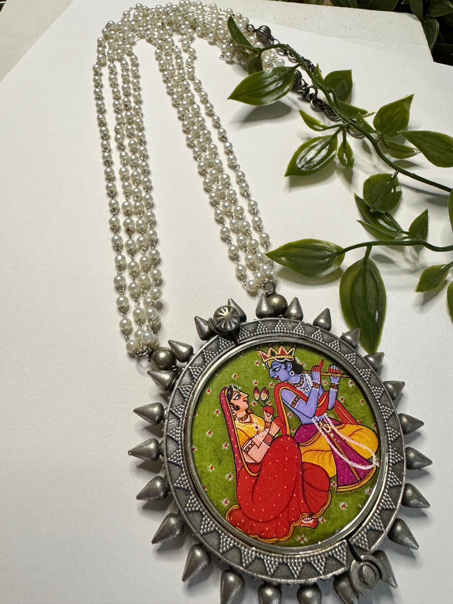 Radha Krishna Murli Pichwai Necklace