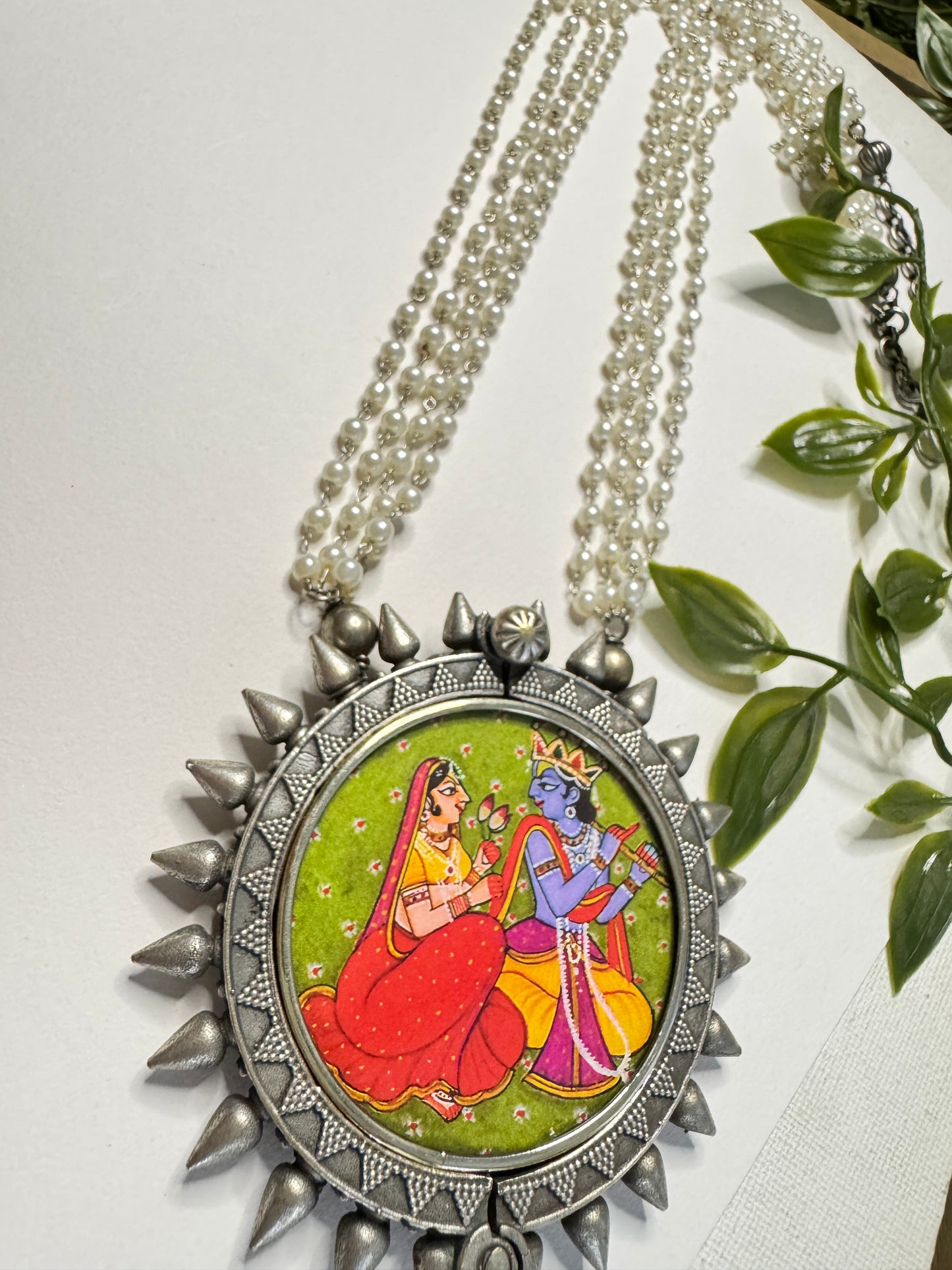 Radha Krishna Murli Pichwai Necklace