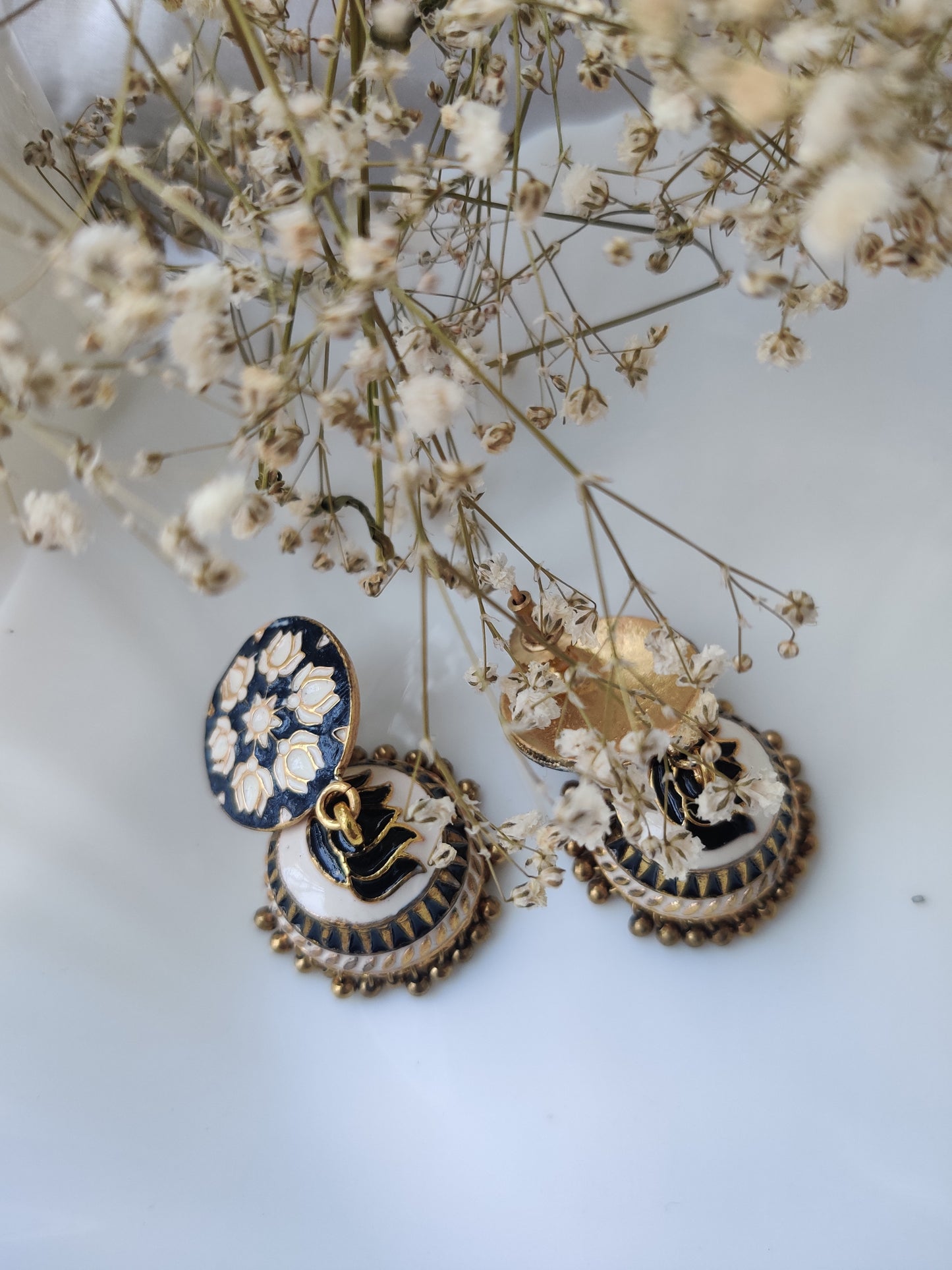 Meenakari Raha Jhumki Earrings