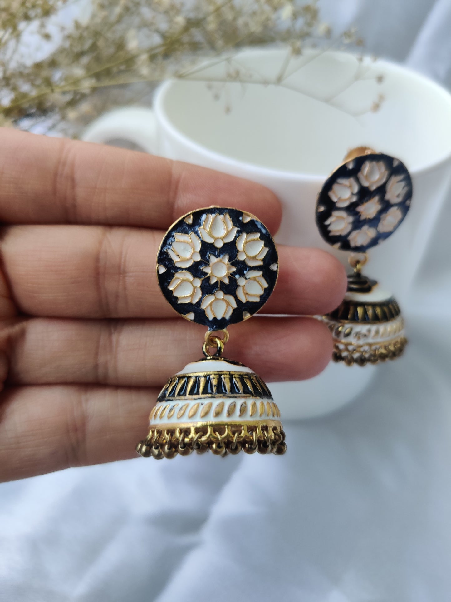 Meenakari Raha Jhumki Earrings