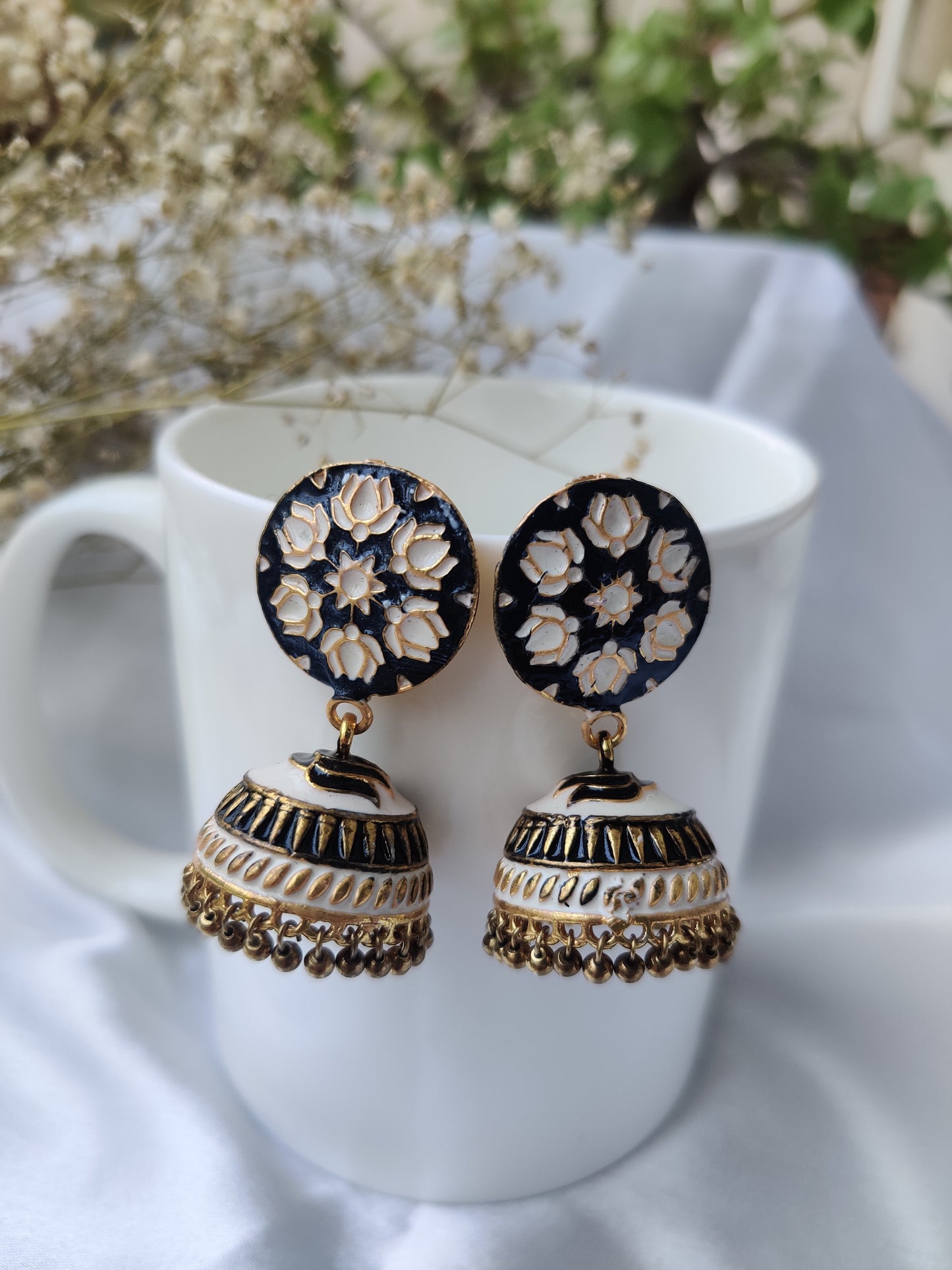Meenakari Raha Jhumki Earrings